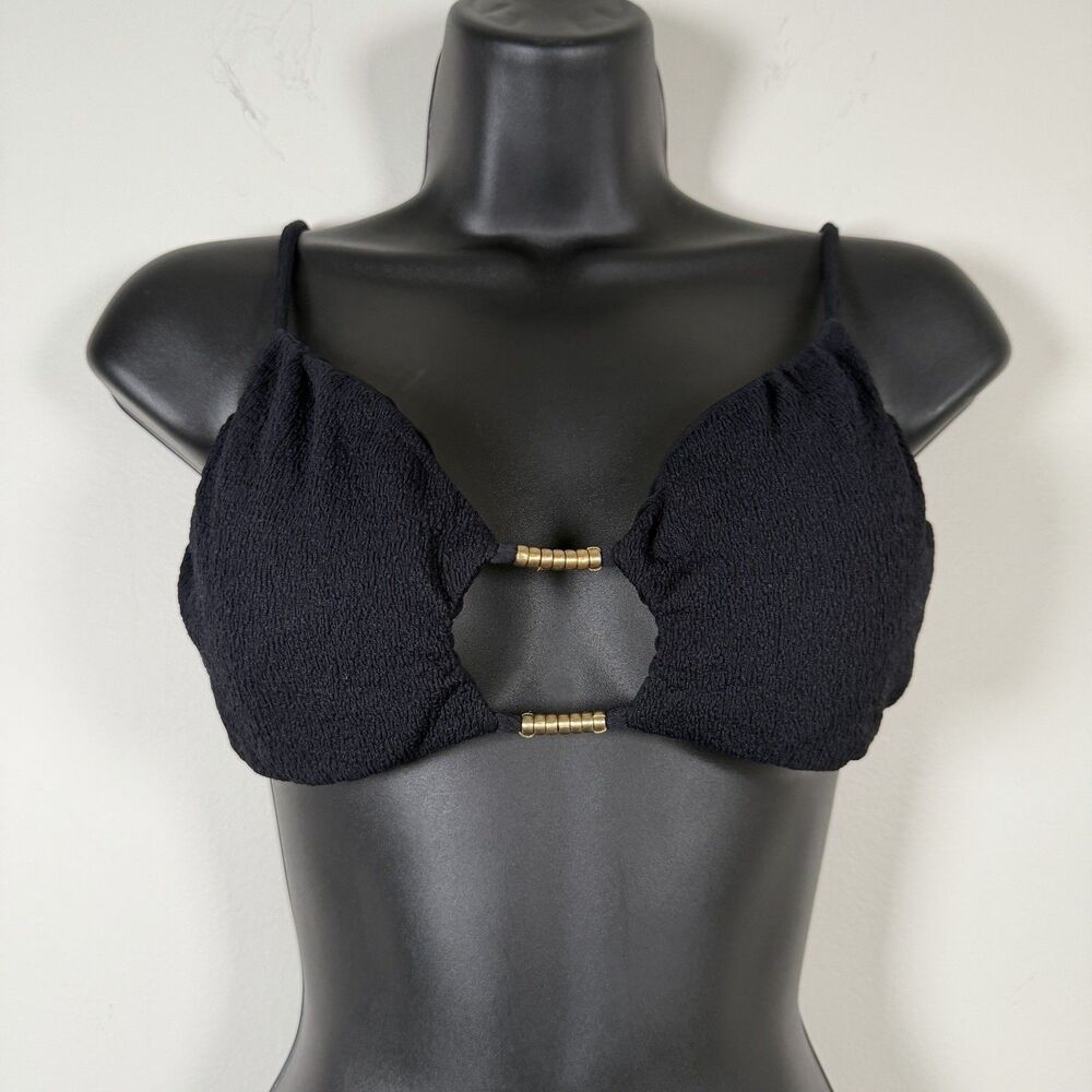 Vix Paula Hermanny Solid Beaded Twist Back Bikini Top D Cup
